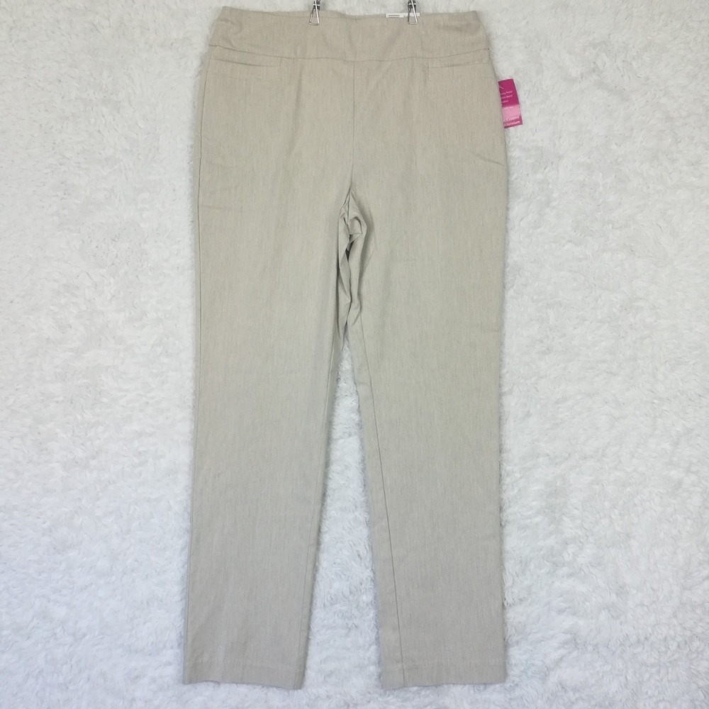 Kim Rogers Womens Pants Millennium Straight Heathered Cream Tummy Control 12 New